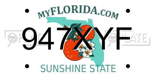947XYF Florida License Plate