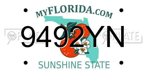 9492YN Florida License Plate