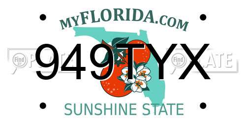 949TYX Florida License Plate