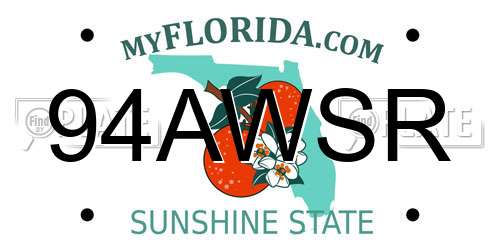 94AWSR Florida License Plate