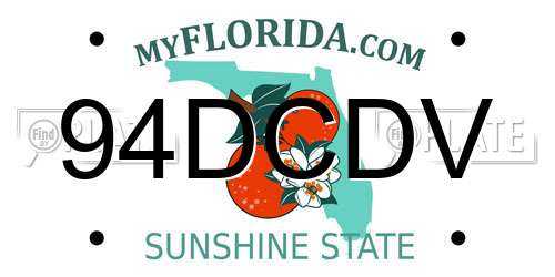 94DCDV Florida License Plate