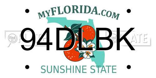 94DLBK Florida License Plate