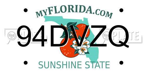 94DVZQ Florida License Plate