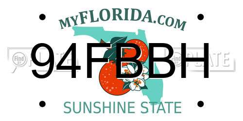 94FBBH Florida License Plate