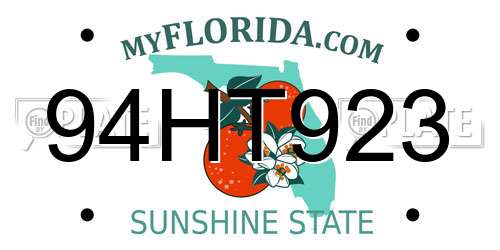 94HT923 Florida License Plate