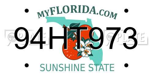 94HT973 Florida License Plate