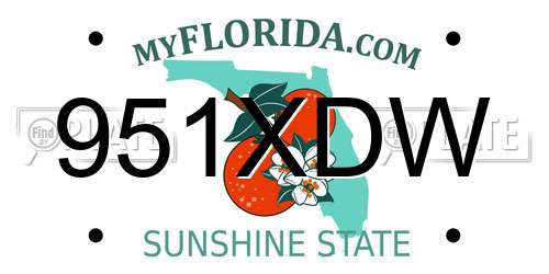 951XDW Florida License Plate