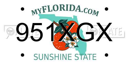 951XGX Florida License Plate