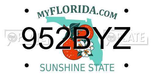 952BYZ Florida License Plate