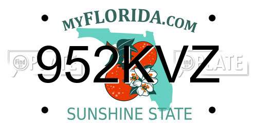 952KVZ Florida License Plate