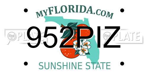952PIZ Florida License Plate