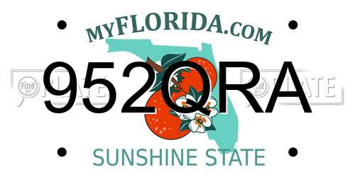 952QRA Florida License Plate
