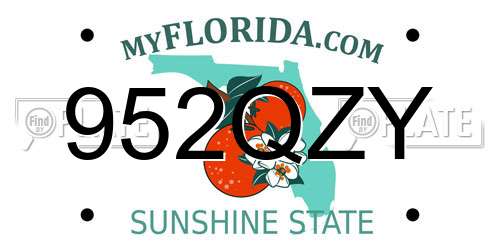 952QZY Florida License Plate