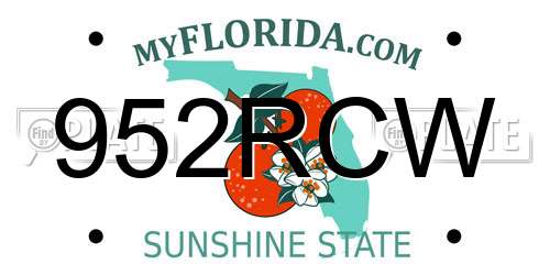 952RCW Florida License Plate