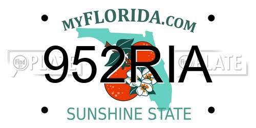 952RIA Florida License Plate
