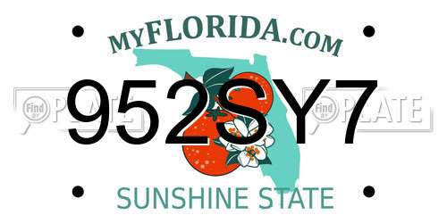 952SY7 Florida License Plate