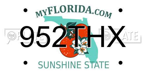 952THX Florida License Plate
