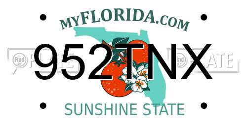 952TNX Florida License Plate