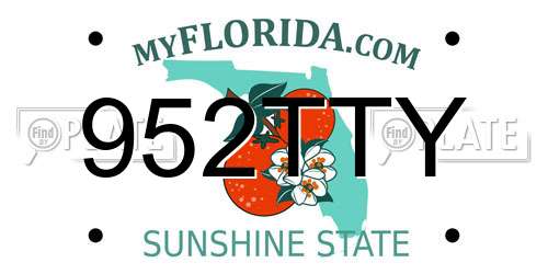 952TTY Florida License Plate