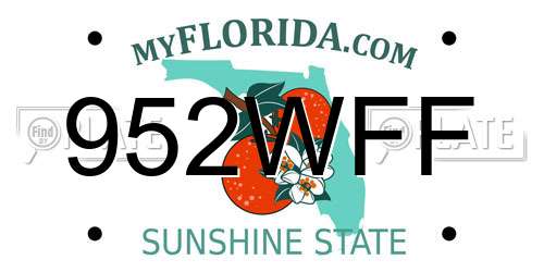 952WFF Florida License Plate