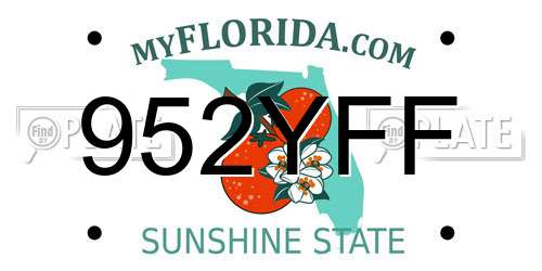 952YFF Florida License Plate