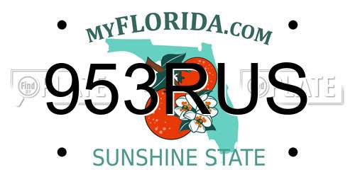 953RUS Florida License Plate