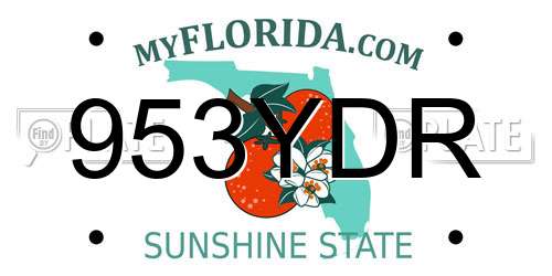 953YDR Florida License Plate