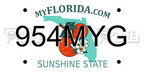 954MYG Florida License Plate