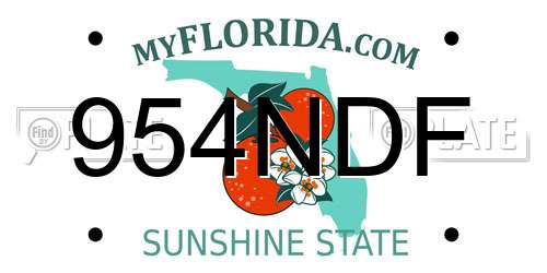 954NDF Florida License Plate