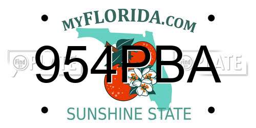 954PBA Florida License Plate
