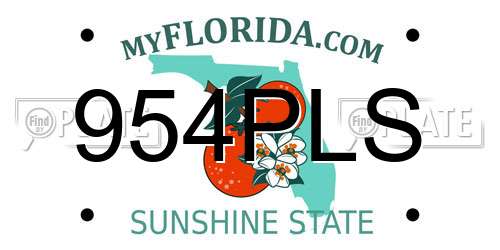 954PLS Florida License Plate