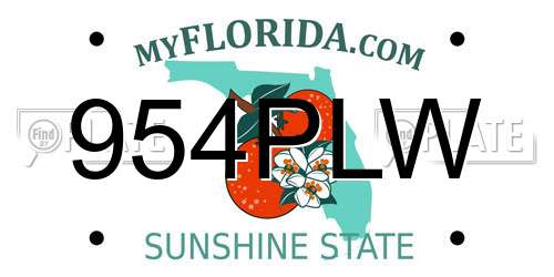 954PLW Florida License Plate