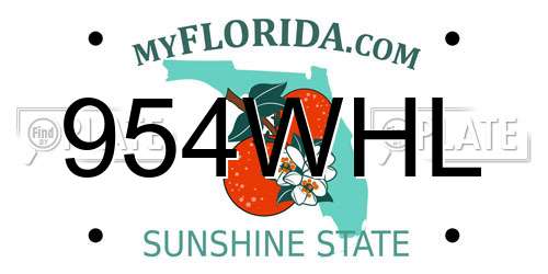 954WHL Florida License Plate
