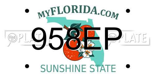 958EP Florida License Plate
