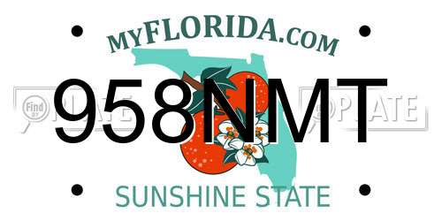 958NMT Florida License Plate