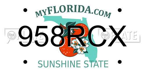 958RCX Florida License Plate