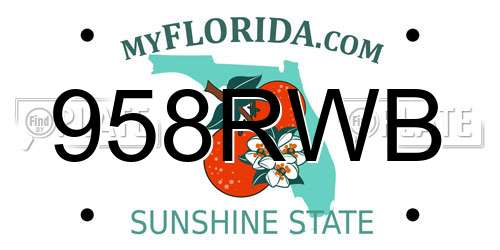 958RWB Florida License Plate