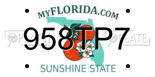 958TP7 Florida License Plate