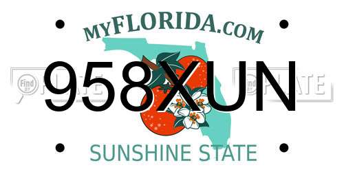 958XUN Florida License Plate