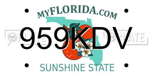 959KDV Florida License Plate