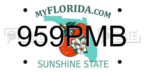959PMB Florida License Plate