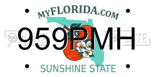 959PMH Florida License Plate