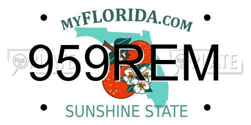959REM Florida License Plate