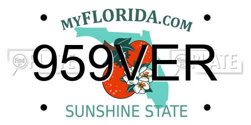 959VER Florida License Plate
