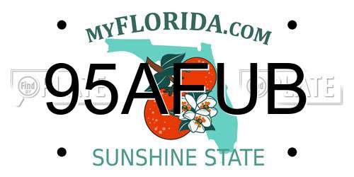 95AFUB Florida License Plate