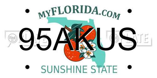 95AKUS Florida License Plate