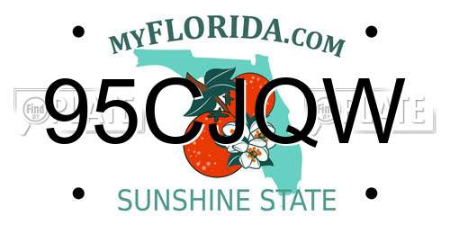 95CJQW Florida License Plate