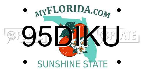 95DIKU Florida License Plate