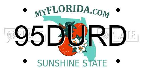 95DURD Florida License Plate