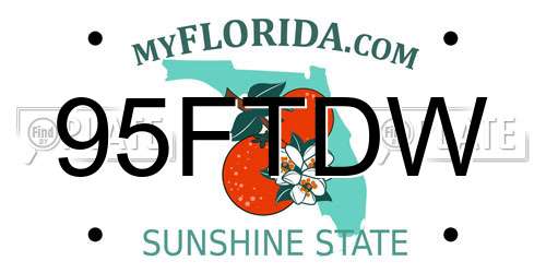 95FTDW Florida License Plate